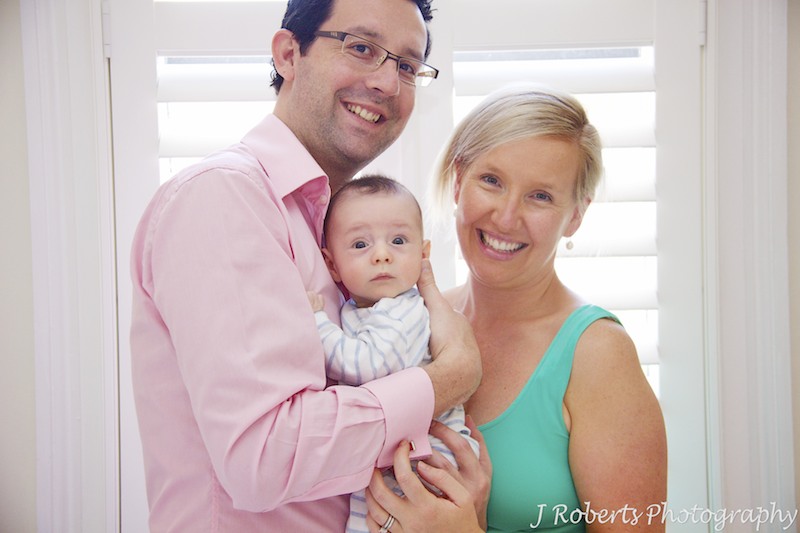 Family of 3 with baby boy - baby portrait photography sydney